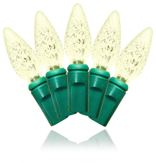 35-Piece Faceted C6 Conical Warm White LED Light Set With In-Line Rectifer