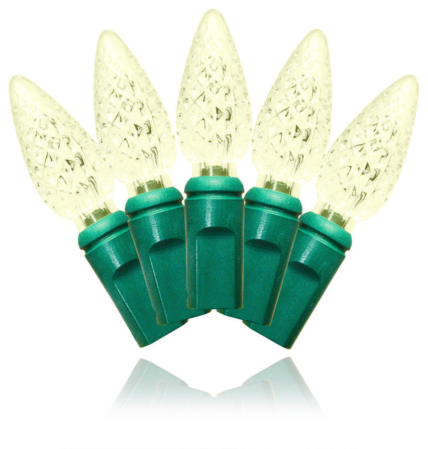 35-Piece Faceted C6 Conical Warm White LED Light Set With In-Line Rectifer