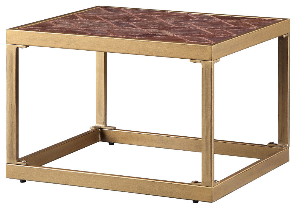 Genevieve End Table, Retro Brown Top Grain Leather