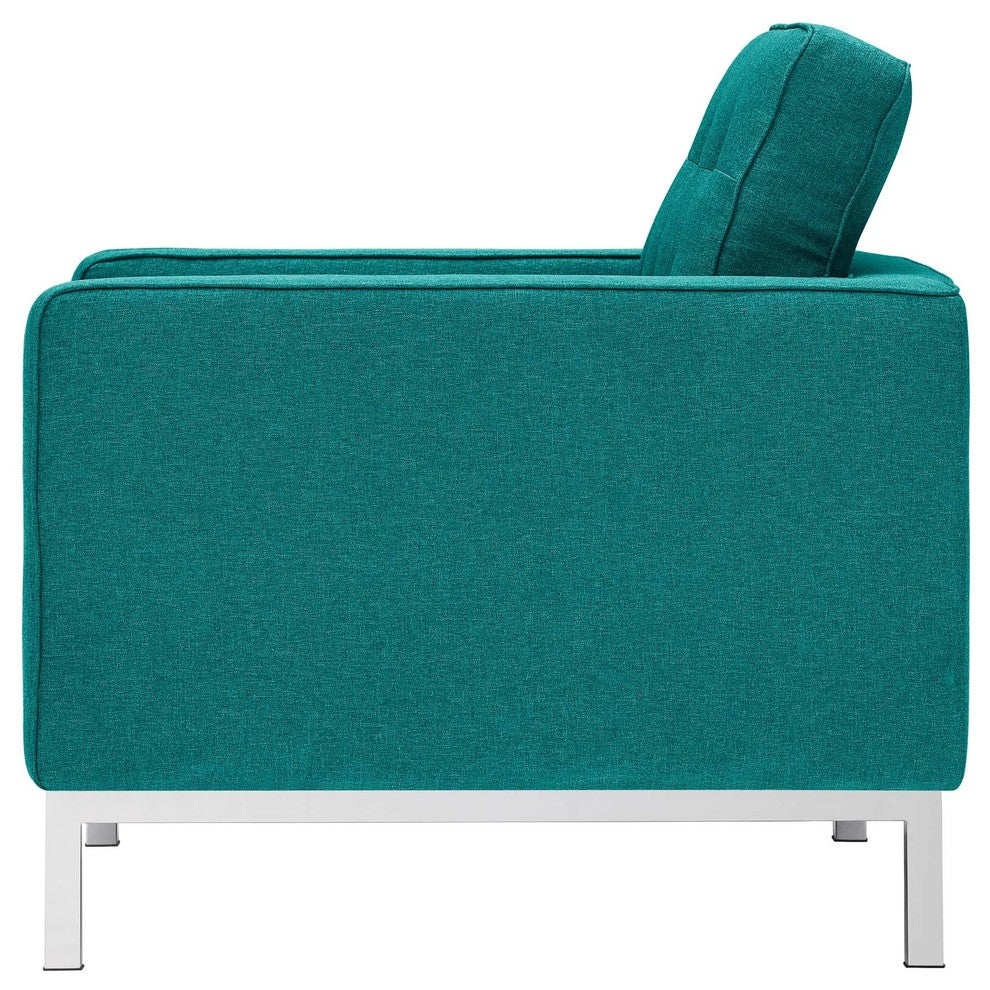 Modern Contemporary Urban Living Armchair and Sofa Set, Aqua Blue