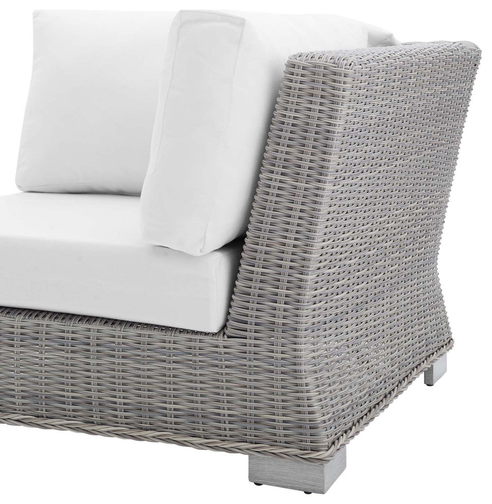 Sofa Corner Chair, Sunbrella, Rattan, Wicker, Gray White, Modern, Outdoor