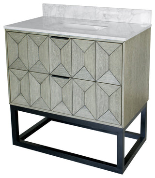 Henley 36" Bathroom Vanity, Gray Oak, Top: Carrara Marble