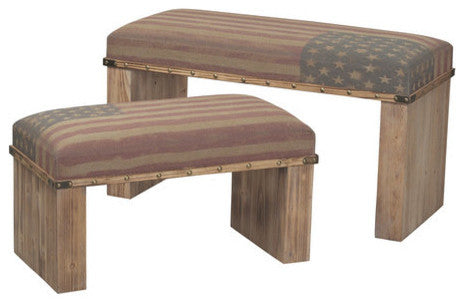 Sterling Industries Light Distressed Oak National Wooden Bench - Set of Two
