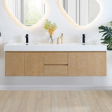 Siena Wall-mounted Single Bath Vanity, Light Brown, 72inch, No Mirror