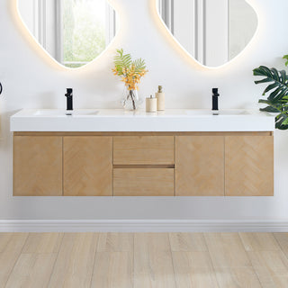 Siena Wall-mounted Single Bath Vanity, Light Brown, 72inch, No Mirror