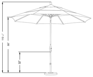 11' Aluminum Umbrella Collar Tilt Matted White, Tuscan
