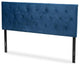 Navy Blue Velvet Fabric Upholstered Full Size Headboard