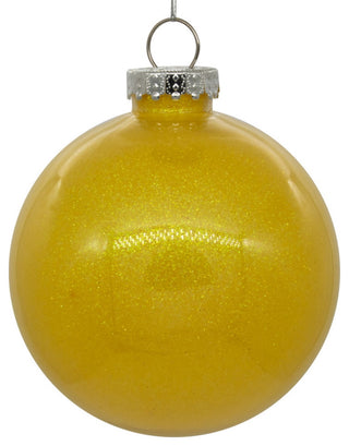 6" Yellow Glitter Clear Ball 4-Pack
