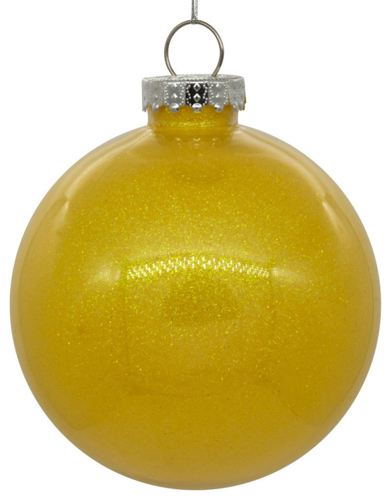 6" Yellow Glitter Clear Ball 4-Pack