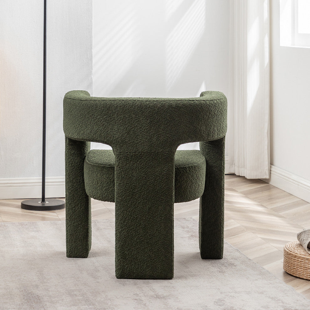28" Wide Boucle Upholstered Square Armchair, Green
