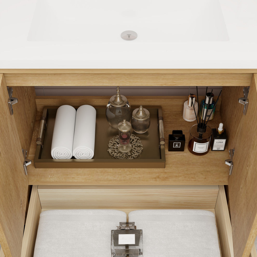 Victoria 60" Solid Wood Bath Vanity, Single Sink, Oak