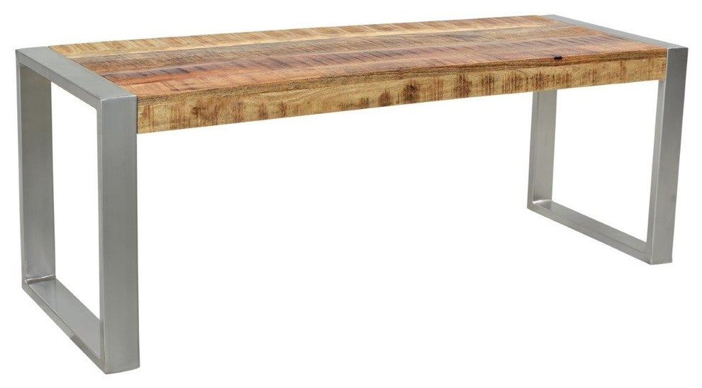 Reclaimed wood Bench with Silver Metal legs, 17.75" H X 60" W X 15.75" D