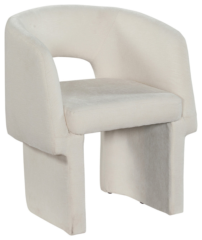 Emmet Boucle Fabric Dining Chair / Accent Chair, Cream, Chenille Fabric