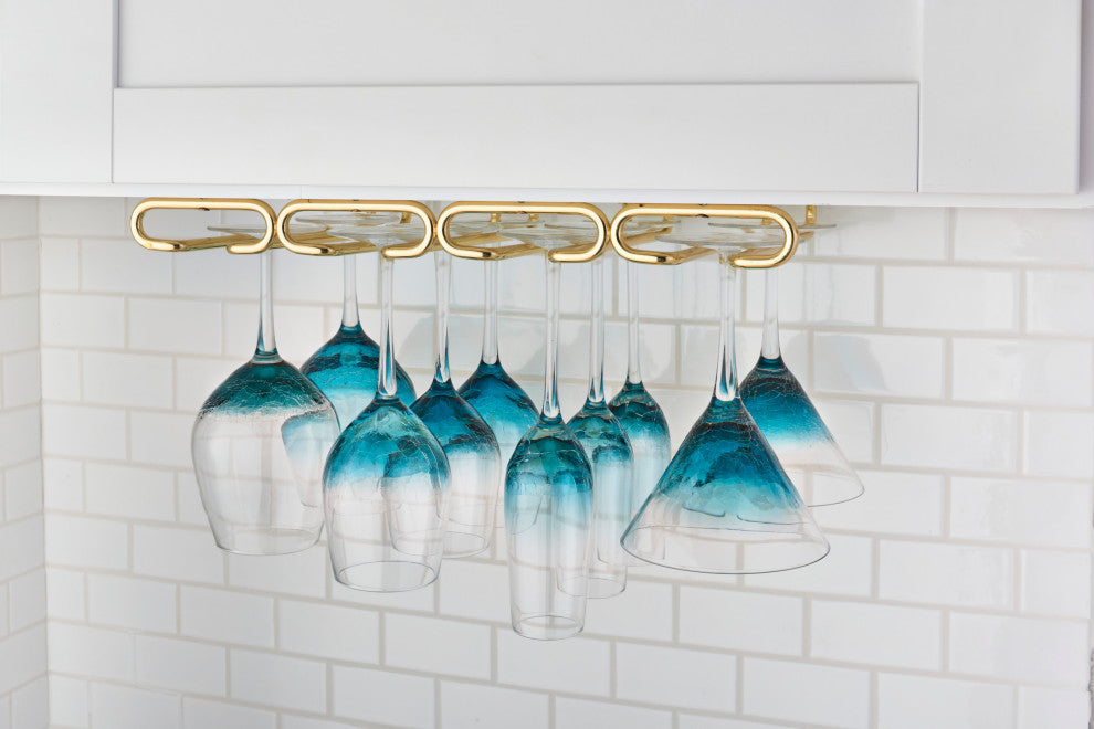 11" Under Cabinet Multi-Stemware Holder, Brass