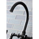 KS2330KL Industrial Style Bridge Kitchen Faucet With Brass Sprayer, Matte Black