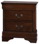 Benzara BM174482 Wooden Night Stand With Curvy Handle Drawer Cherry Brown