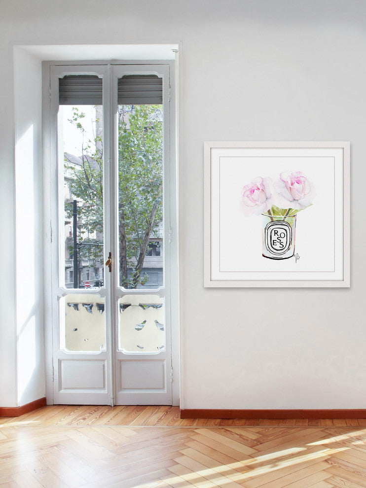 "Two Roses" Framed Painting Print, 24"x24"
