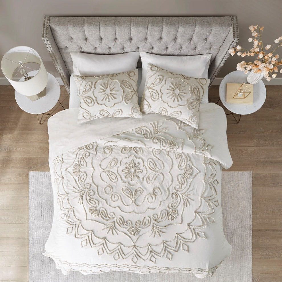 Madison Park Violette 3 Piece Tufted Cotton Chenille Coverlet Set