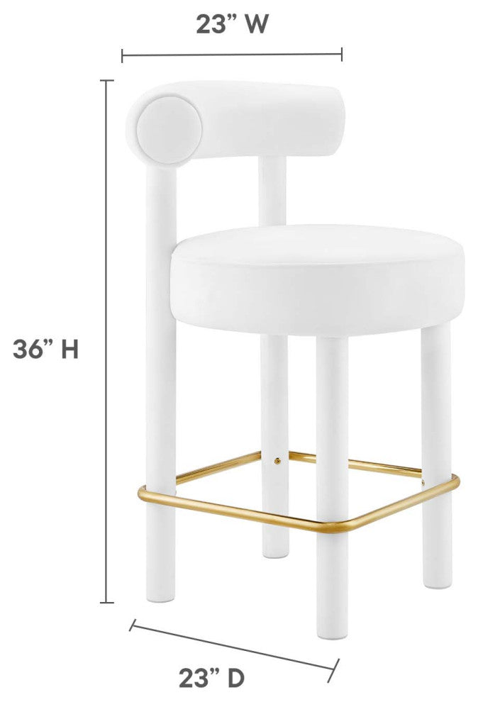 Toulouse Performance Velvet Counter Stool - White Gold