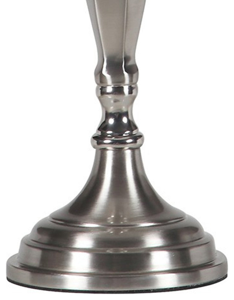 Benzara BM240936 Turned Tubular Metal Body Table Lamp, Empire Shade Silver