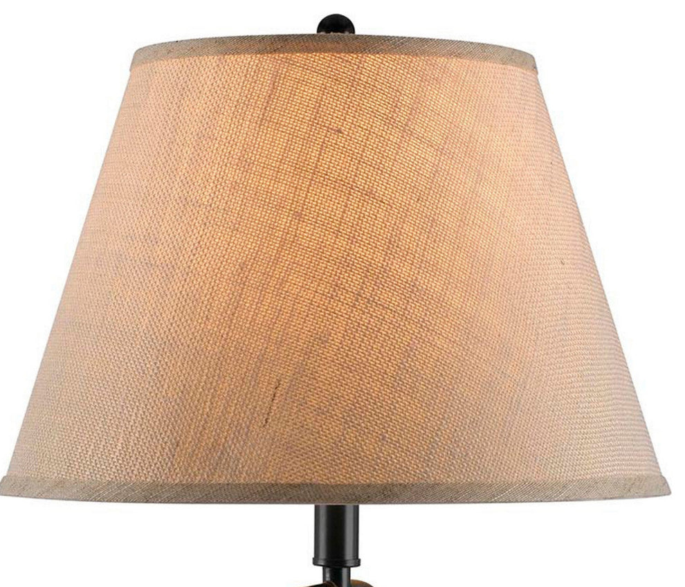 Benzara BM220834 Metal Body Table Lamp, Swing Arm & Conical Fabric Shade, Black