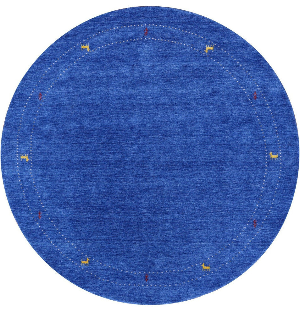 7' Round Handmade Persian Gabbeh Wool Area Rug Q4373