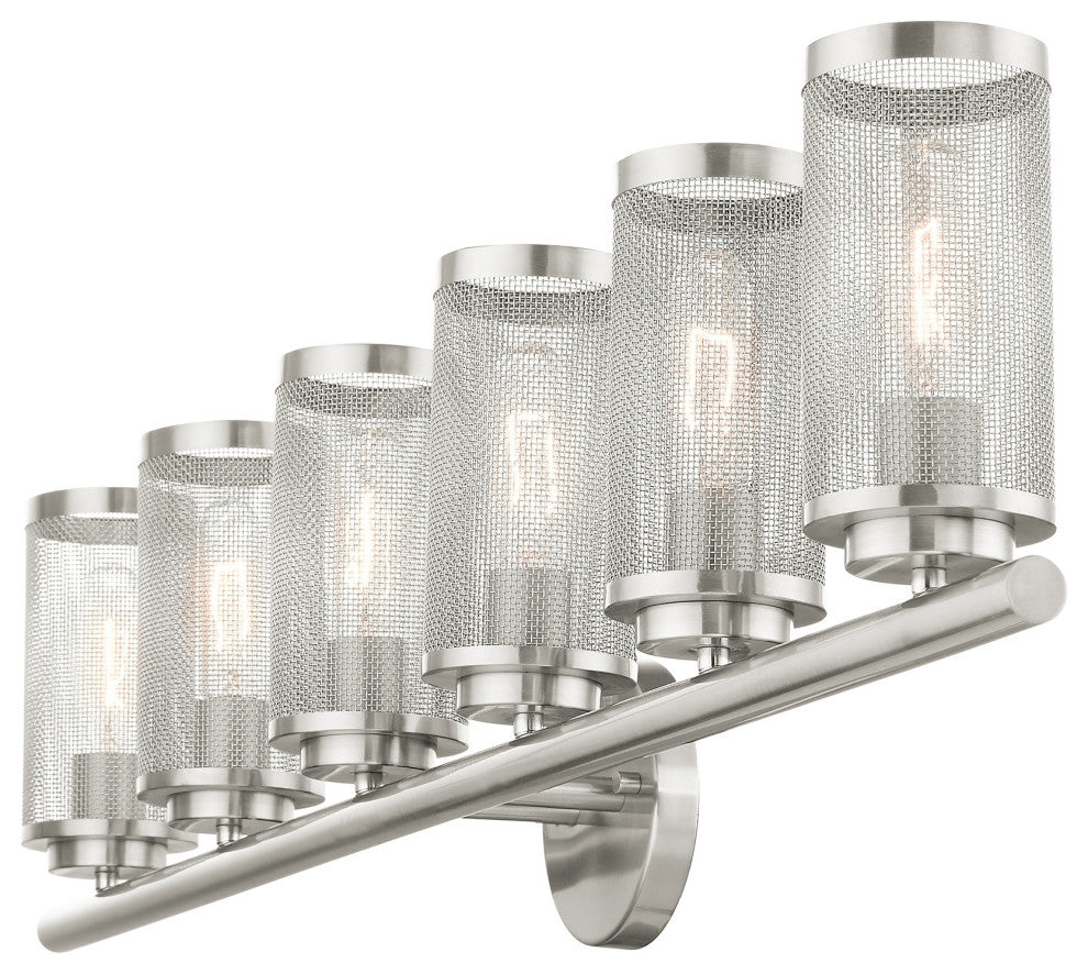 Livex Lighting Industro 6 Light Brushed Nickel Extra Large Vanity Sconce