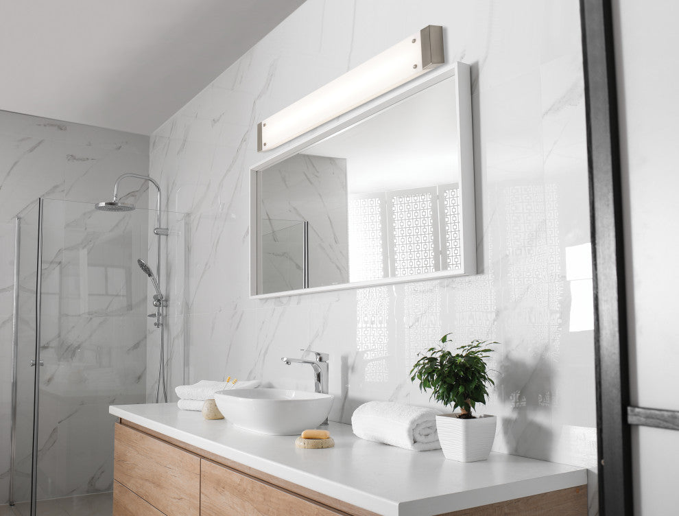Avanti 52" Integrated LED Vanity, Satin Nickel Finish, White Shade