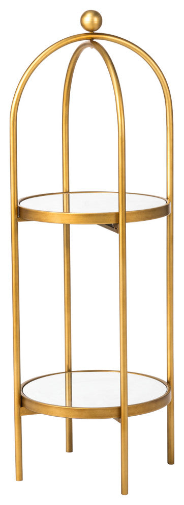 42.00"H Regency Modern 2-Tier Gold Mirror Organizer Floor Shelf