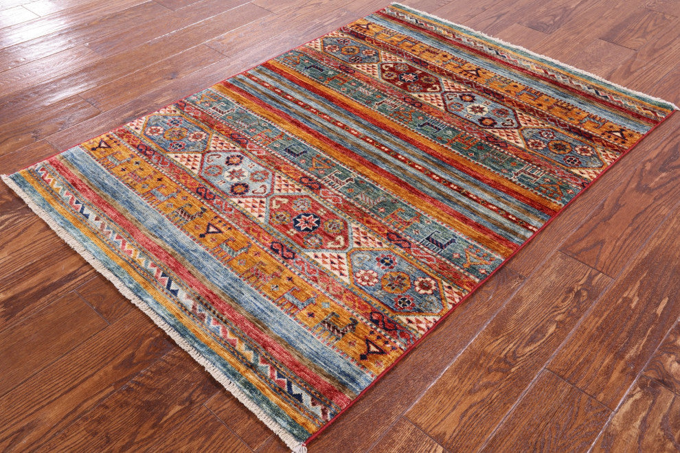 3' 3" X 4' 7" Tribal Persian Gabbeh Hand-Knotted Rug - Q5519
