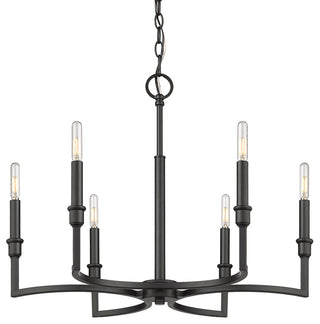 Golden Lighting 8209-6 Ellyn 6 Light 27"W Taper Candle Chandelier - Matte Black