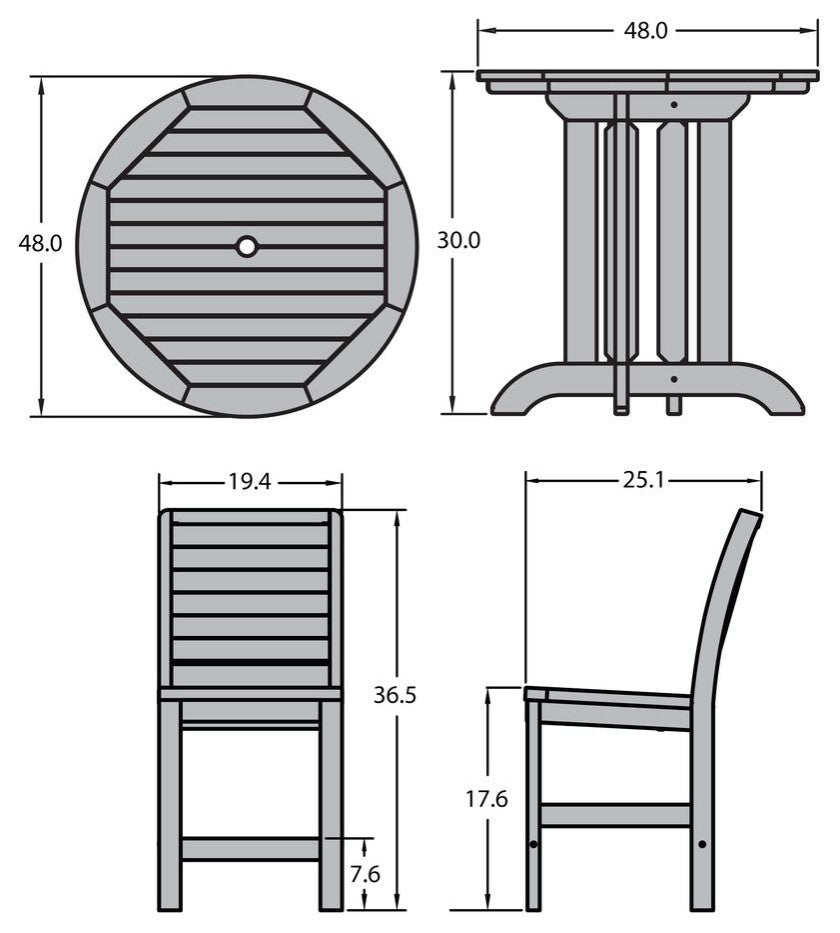 Weatherly 5-Piece Round Dining Set, Eucalyptus