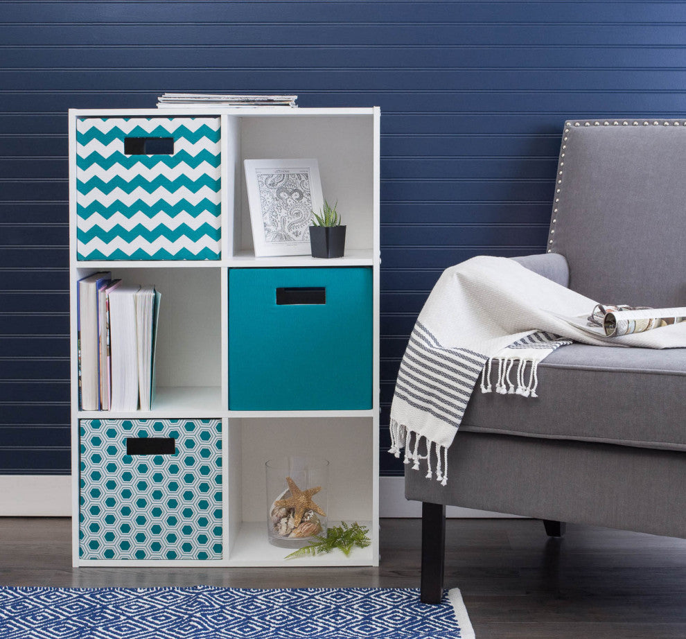 Polyester Cube Chevron Teal Square 13"x13"x13"