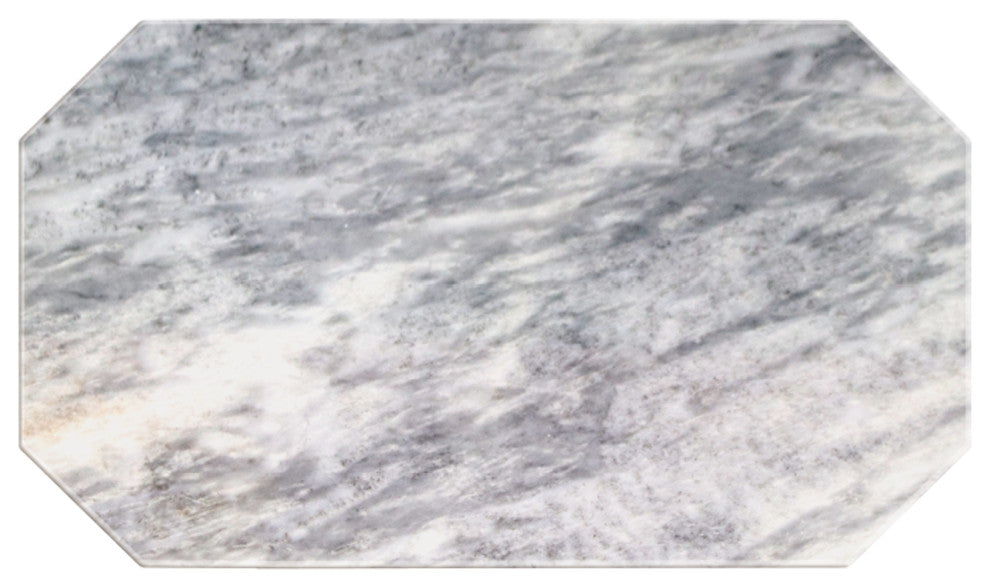 Polished Marble Table Place Mat Badal, Oval Shaped With Gray Finish