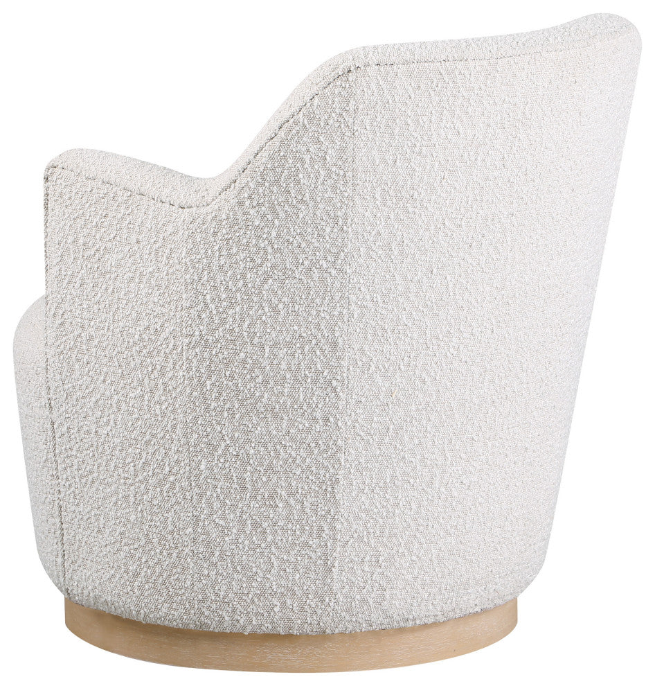Clarita Swivel Accent Chair, Cream, Boucle Fabric