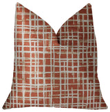 Spiced Fields  Orange and Beige Luxury Throw Pillow, 22"x22"