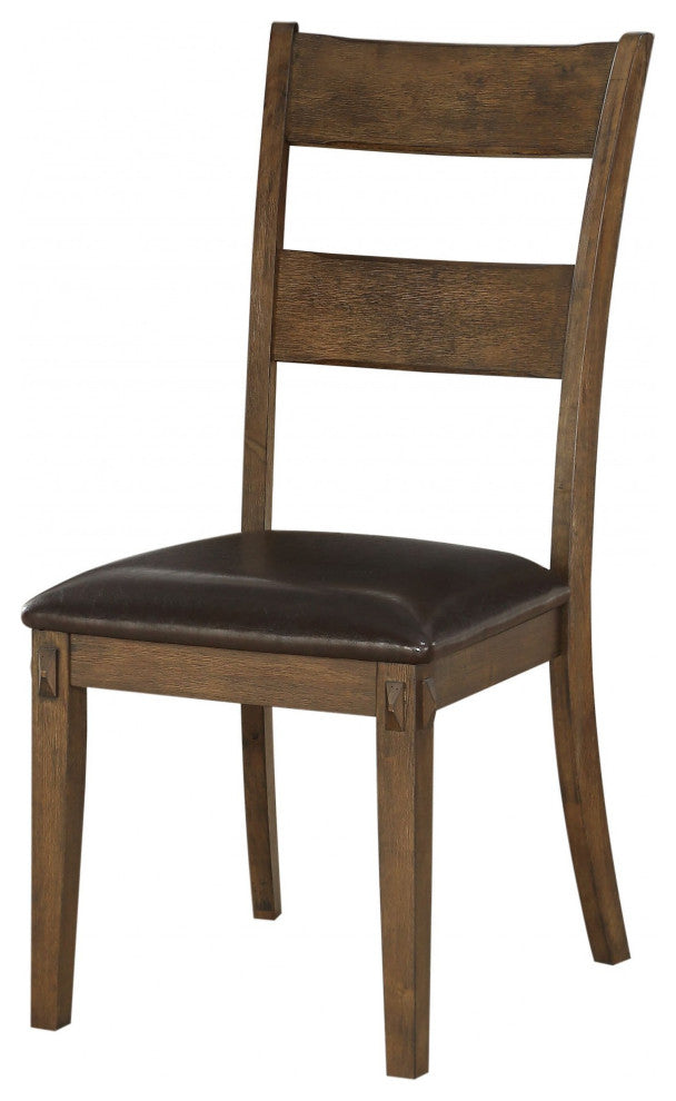 HomeRoots 19" X 21" X 39" Faux Leather Upholstered and Dark Oak Wood Side Chair