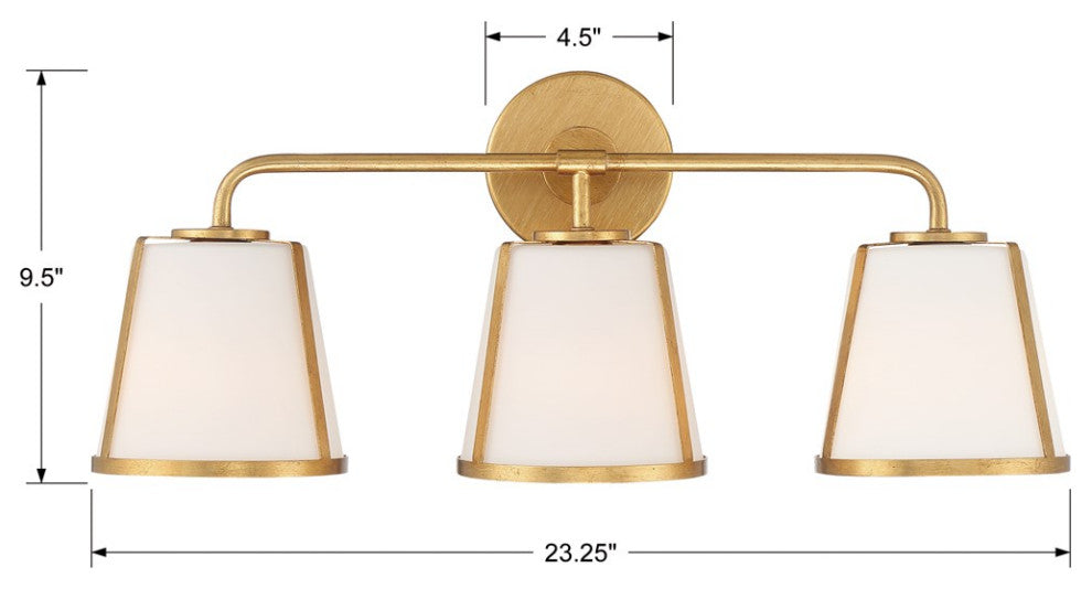 Crystorama Fulton 3 Light Bath Vanity FUL-913-GA, Antique Gold