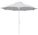 9' Matted White Collar Tilt Lift Fiberglass Rib Aluminum Umbrella, Olefin, Gray White Cabana Stripe