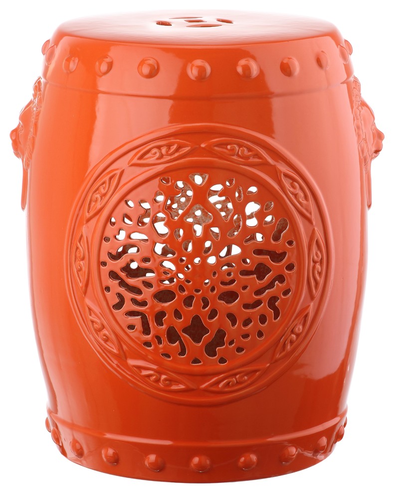 Safavieh Flower Drum Garden Stool, Orange