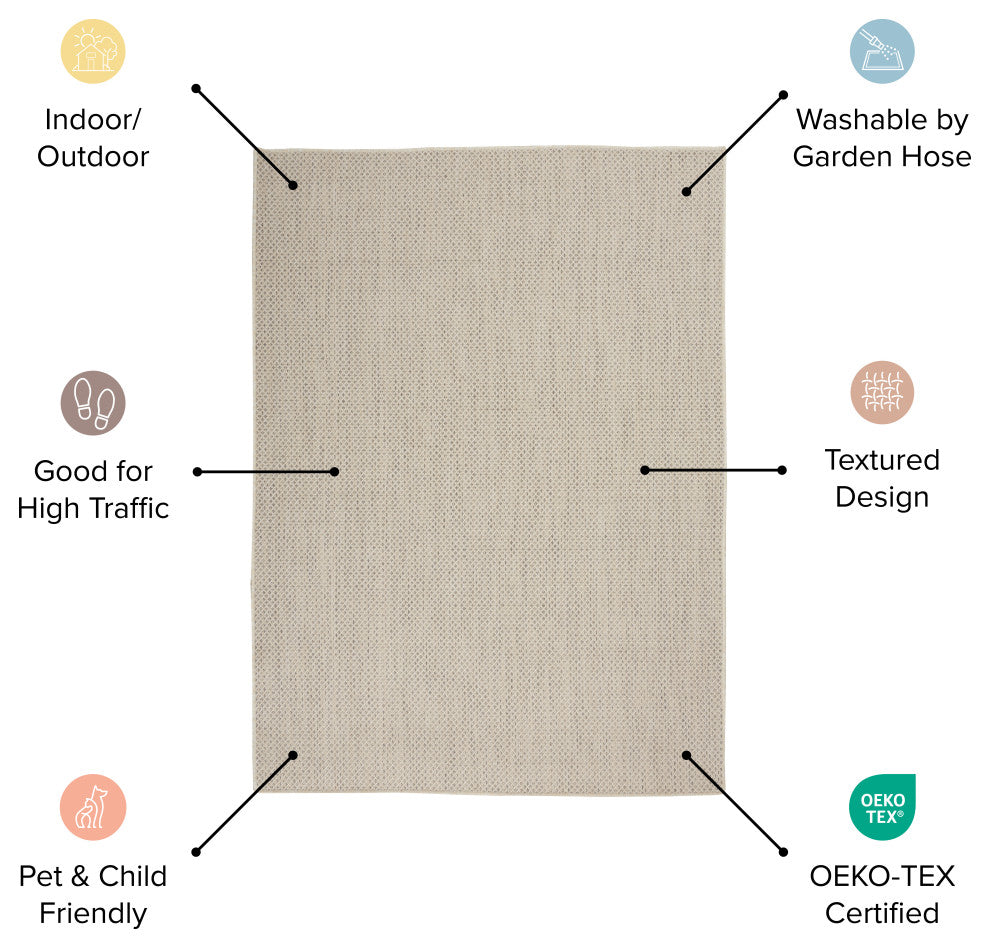 Nourison Courtyard 3' x 5' Ivory Charcoal Modern Area Rug