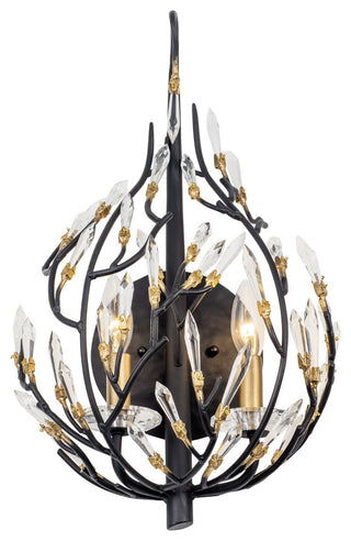 Bask 2-Lt Crystal Sconce - Matte Black/French Gold