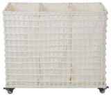 Laundry Sorter and Hamper 3, Sections on Wheels, White