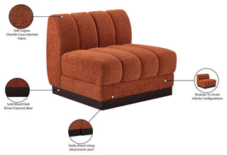Quinn Chenille Upholstered Armless Chair, Cognac