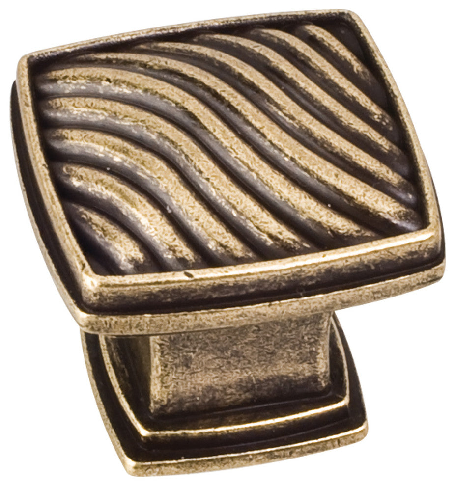 Jeffrey Alexander 123AEM Encada Wave Cabinet Knob, Distressed Antique Brass