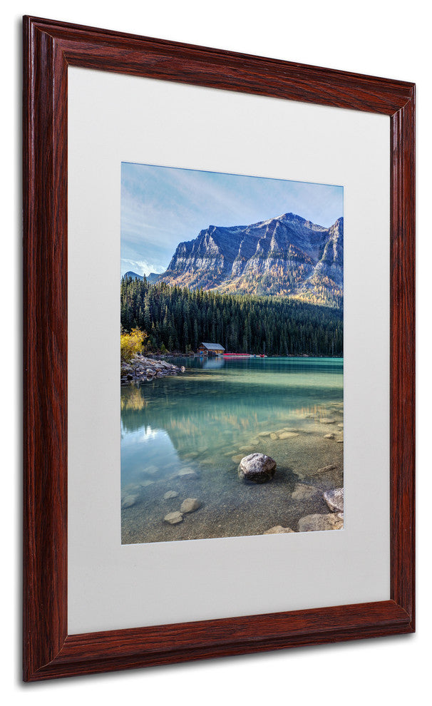 Pierre Leclerc 'Cabin At Lake Louise' Matted Art, Wood Frame, White, 20x16
