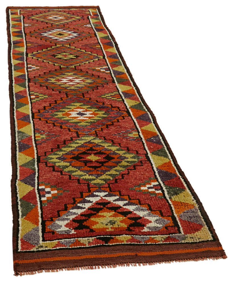 Rug N Carpet - Hand-knotted Turkish 2' 10" x 11' 7" Vintage Runner Rug