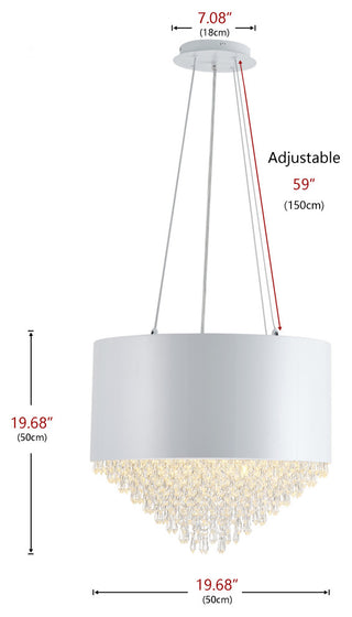 Modern 4-Light Drum Shape Pendant Light for Dining Room Kitchen Island, White