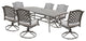 Carlsbad 7-Piece Rectangular Dining Set With 6 Swivel Rockers, Heritage Grey/Sand Dollar