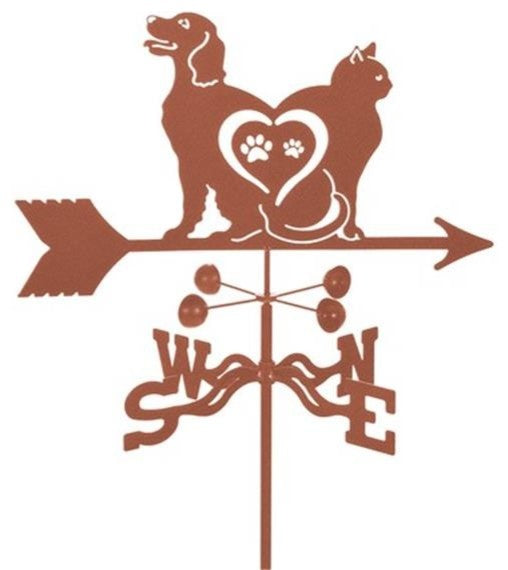 Cat and Dog Love Weathervane With Garden Mount